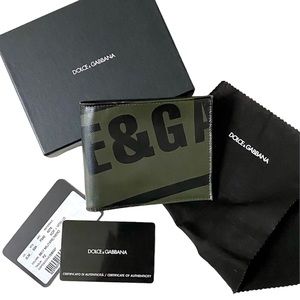 DOLCE & GABBANA MEN’S LEATHER BIFOLD WALLET, VINTAGE, RARE GRN/BLK, NEW W/ TAGS